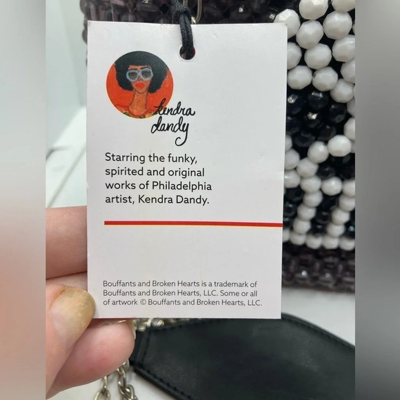 BOUFFANTS & BROKEN HEARTS Kendra Dandy Hand-Beaded Artisan Skull Bag NEW NWT - Picture 3 of 16